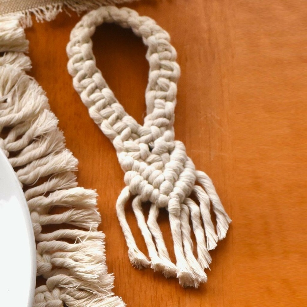 Macrame Napkin Ring Set of 4 White - Bohemian - Kitchen Table Decor-Housewarming